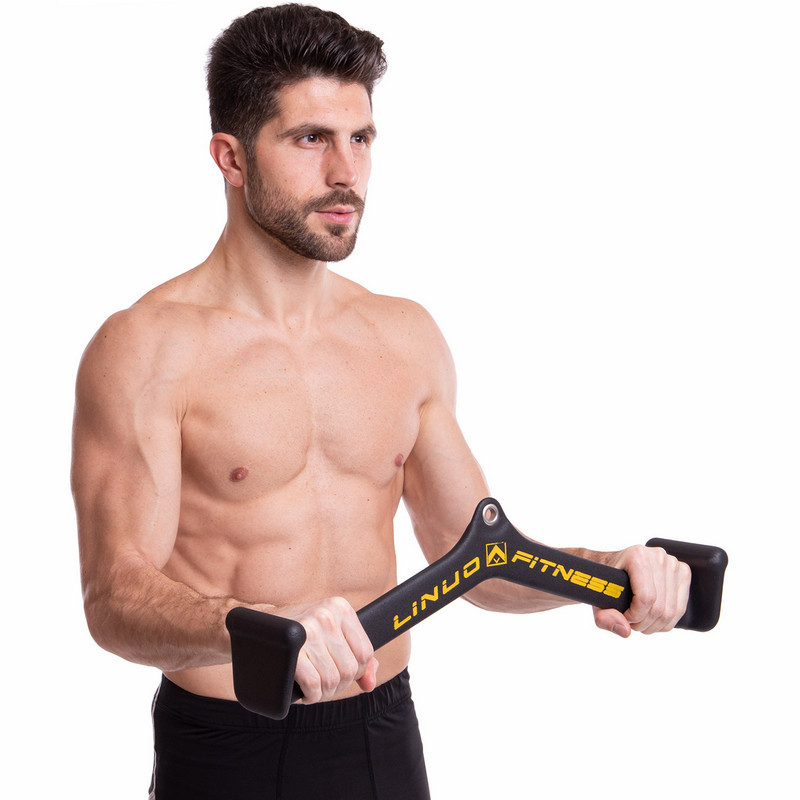 Рукоятка для тяги із середнім хватом Mide Grip нековзне покриття LINUO FITNESS TA-3700-50 61см чорний