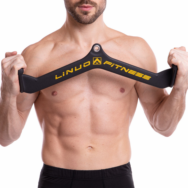 Рукоятка для тяги із середнім хватом Mide Grip нековзне покриття LINUO FITNESS TA-3700-56 54см чорний