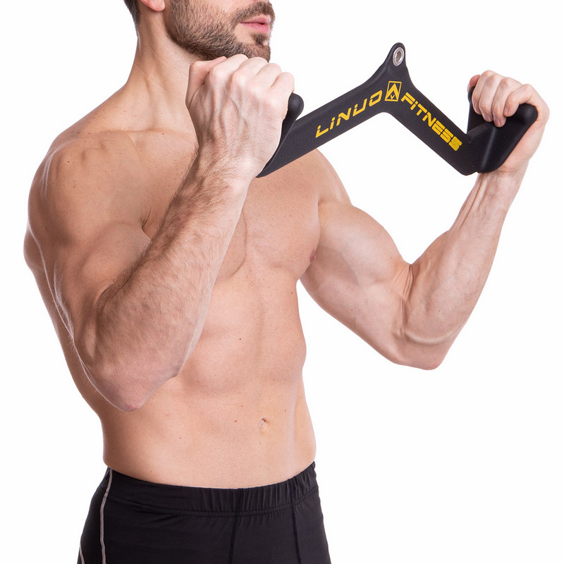 Рукоятка для тяги із середнім хватом Mide Grip нековзне покриття LINUO FITNESS TA-3700-56 54см чорний