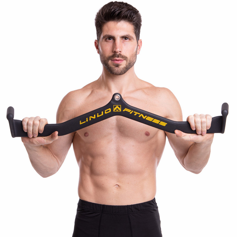 Рукоятка для тяги з широким хватом Wide Grip нековзне покриття LINUO FITNESS TA-3700-74 80см чорний