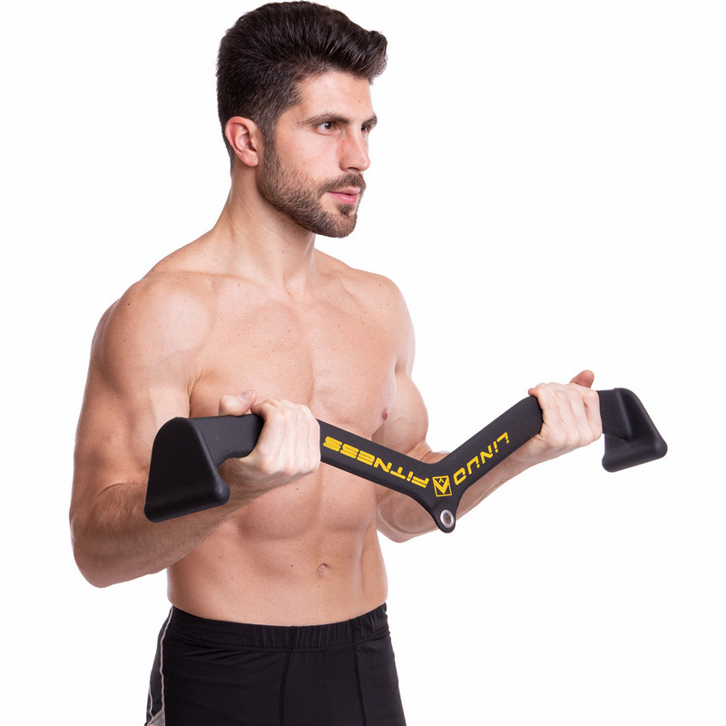 Рукоятка для тяги з широким хватом Wide Grip нековзне покриття LINUO FITNESS TA-3700-74 80см чорний