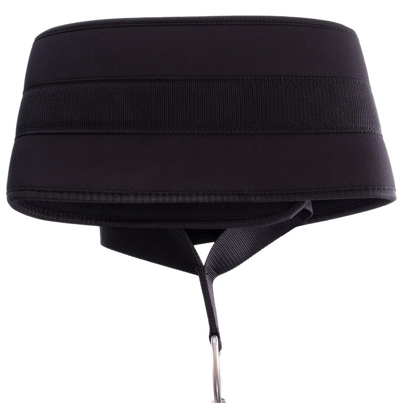 Пояс атлетичний для обтяження текстильний з ланцюгом та карабіном VALEO Dipping Belt TA-4422 спинка-17см чорний