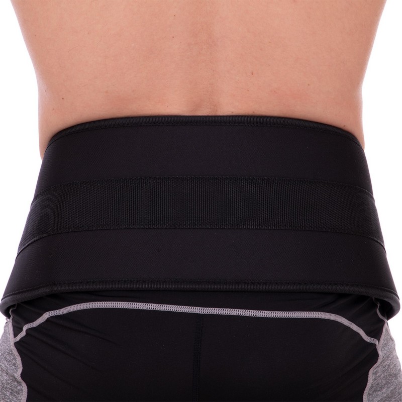 Пояс атлетичний для обтяження текстильний з ланцюгом та карабіном VALEO Dipping Belt TA-4422 спинка-17см чорний