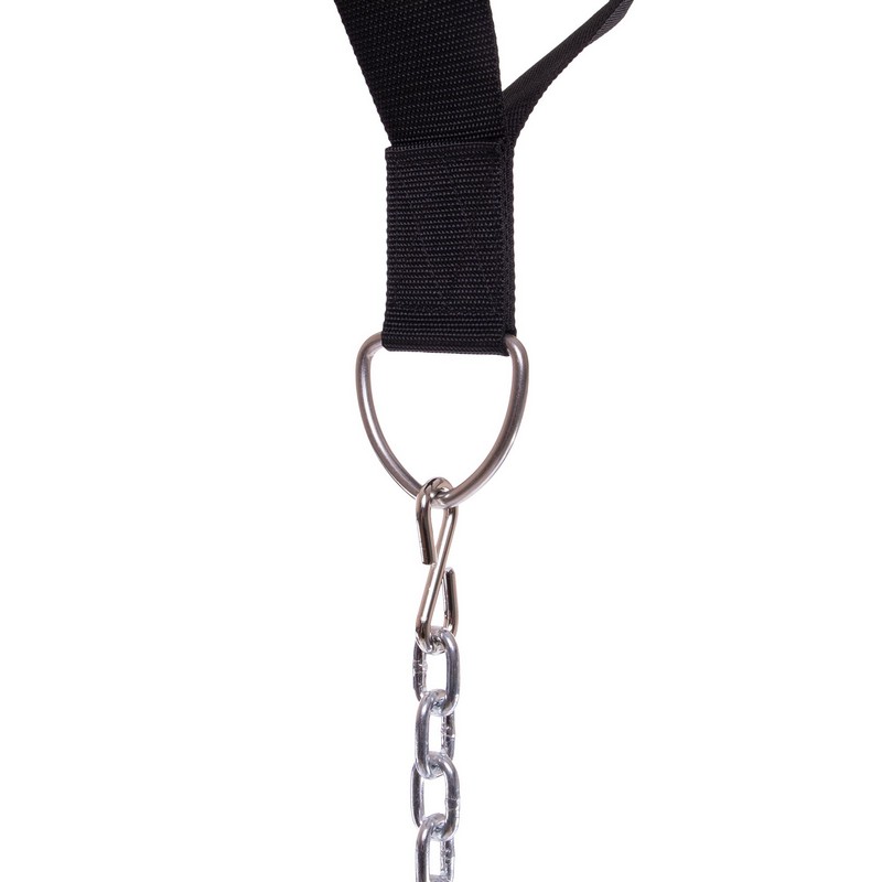 Пояс атлетичний для обтяження текстильний з ланцюгом та карабіном VALEO Dipping Belt TA-4422 спинка-17см чорний