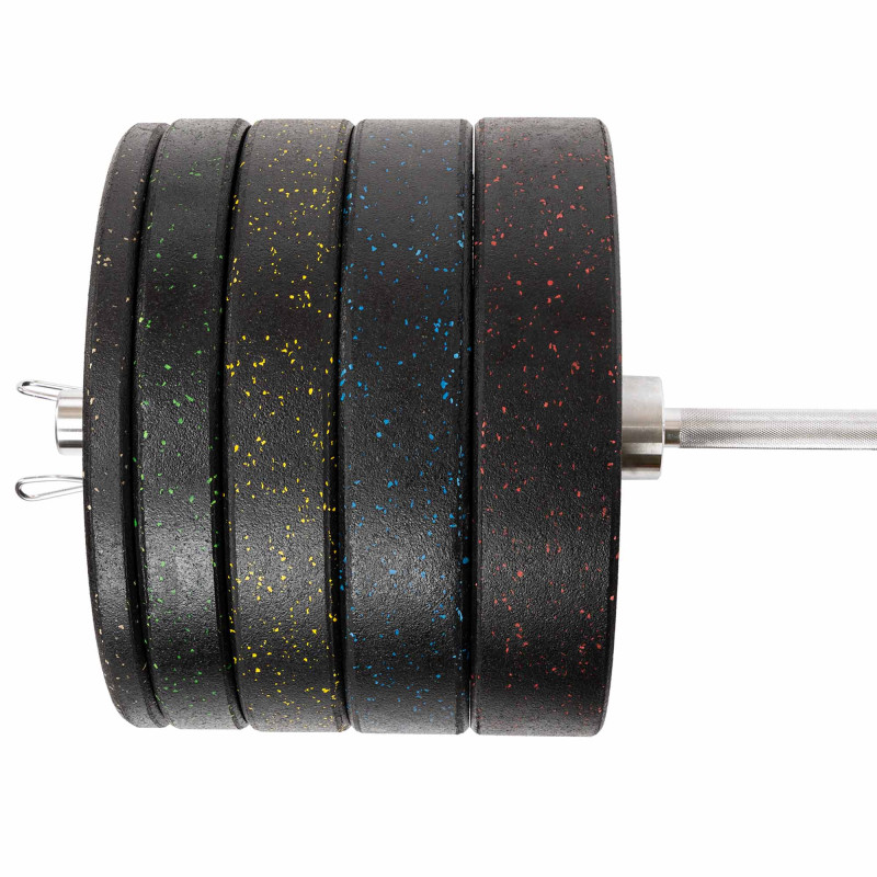 Бамперні диски із структурної гуми Bumper Plates Record TA-4782-25 51мм 25кг чорний-червоний