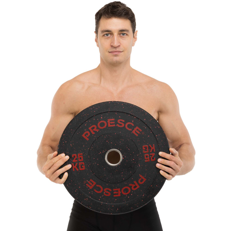 Бамперні диски із структурної гуми Bumper Plates Record TA-4782-25 51мм 25кг чорний-червоний