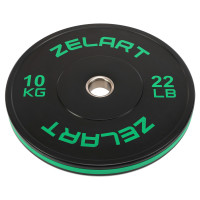 Бамперні диски гумові Bumper Plates Zelart TA-4790-10 51мм 10кг чорний-зелений