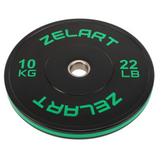 Бамперні диски гумові Bumper Plates Zelart TA-4790-10 51мм 10кг чорний-зелений