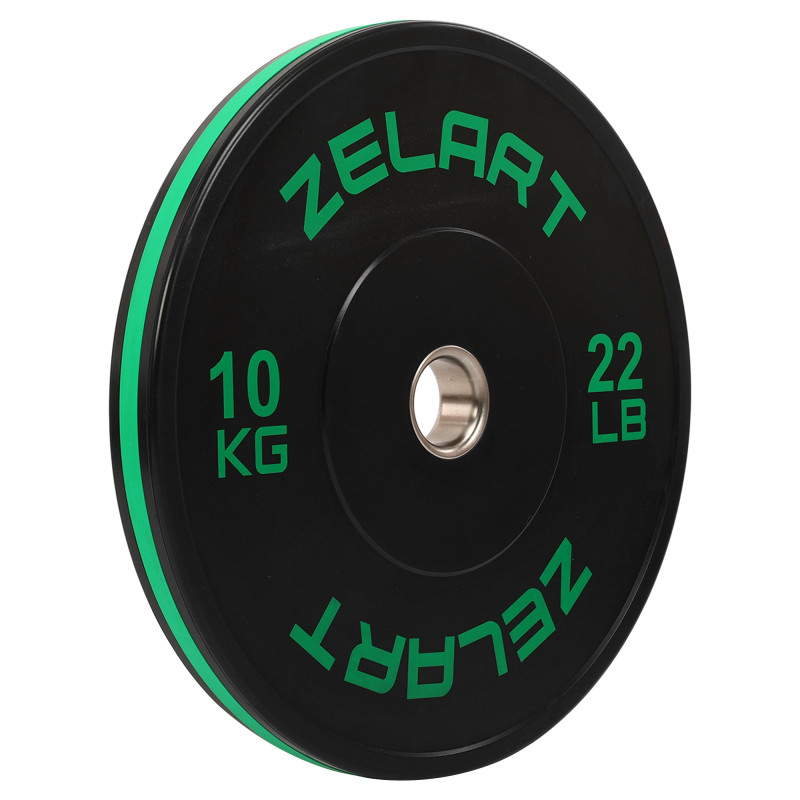 Бамперні диски гумові Bumper Plates Zelart TA-4790-10 51мм 10кг чорний-зелений