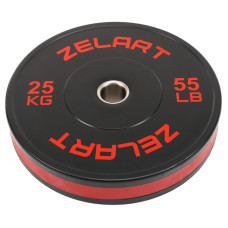 Бамперні диски гумові Bumper Plates Zelart TA-4790-25 51мм 25кг чорний-червоний