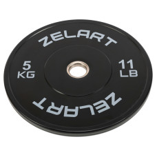 Бамперні диски гумові Bumper Plates Zelart TA-4790-5 51мм 5кг чорний-сірий