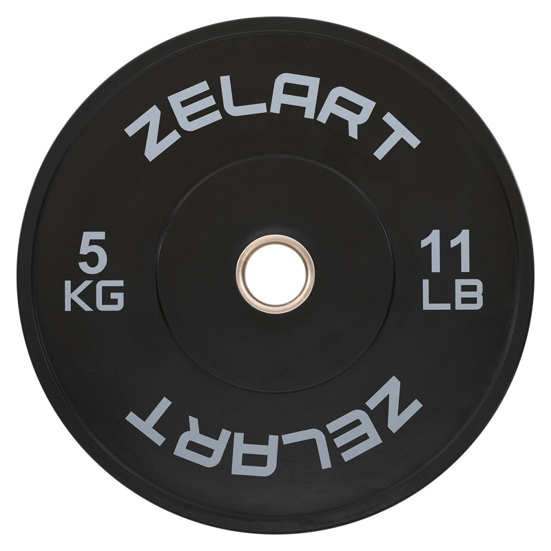 Бамперні диски гумові Bumper Plates Zelart TA-4790-5 51мм 5кг чорний-сірий