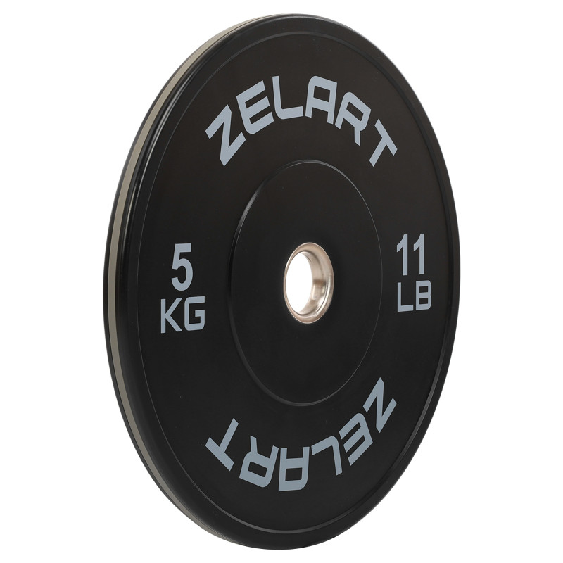 Бамперні диски гумові Bumper Plates Zelart TA-4790-5 51мм 5кг чорний-сірий