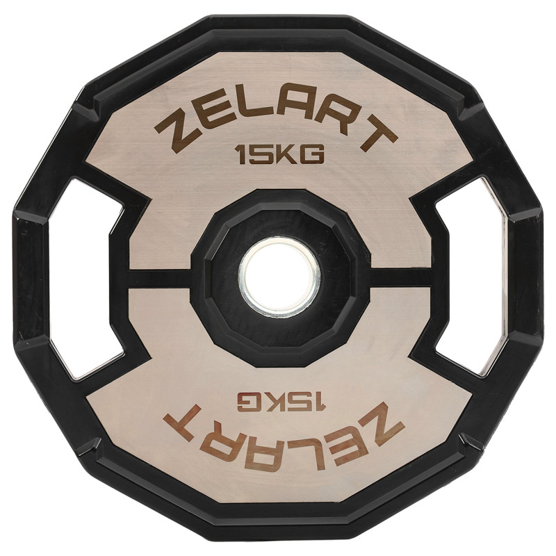 Млинці диски гумові 2 Handle металева втулка Zelart TA-4792-15 51мм 15кг чорний