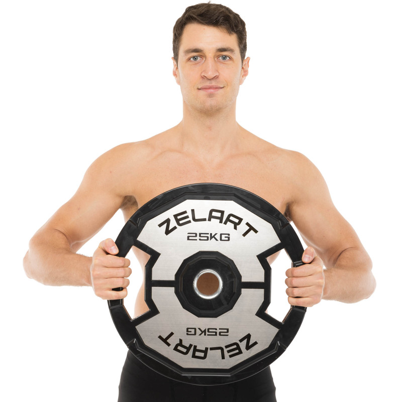 Млинці диски гумові 2 Handle металева втулка Zelart TA-4792-25 51мм 25кг чорний