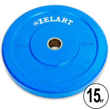 Бамперні диски гумові Bumper Plates Zelart Z-TOP TA-5125-15 51мм 15кг синій
