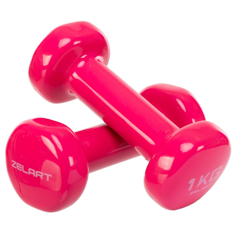 Гантелі для фітнесу вінілові Zelart Beauty TA-5225-1 2шт 1кг кольори в асортименті