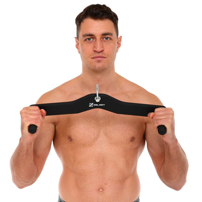 Рукоятка для тяги вниз з широким хватом Lat Pull Down Bar нековзне покриття Mdbuddy TA-5392 розмір 52х10х15см чорний