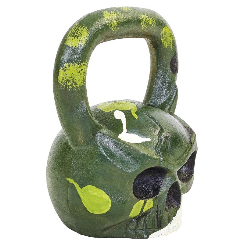 Гіря тренувальна цільна чавунна Iron head Skull Zelart TA-5707-20 вага 20кг зелений