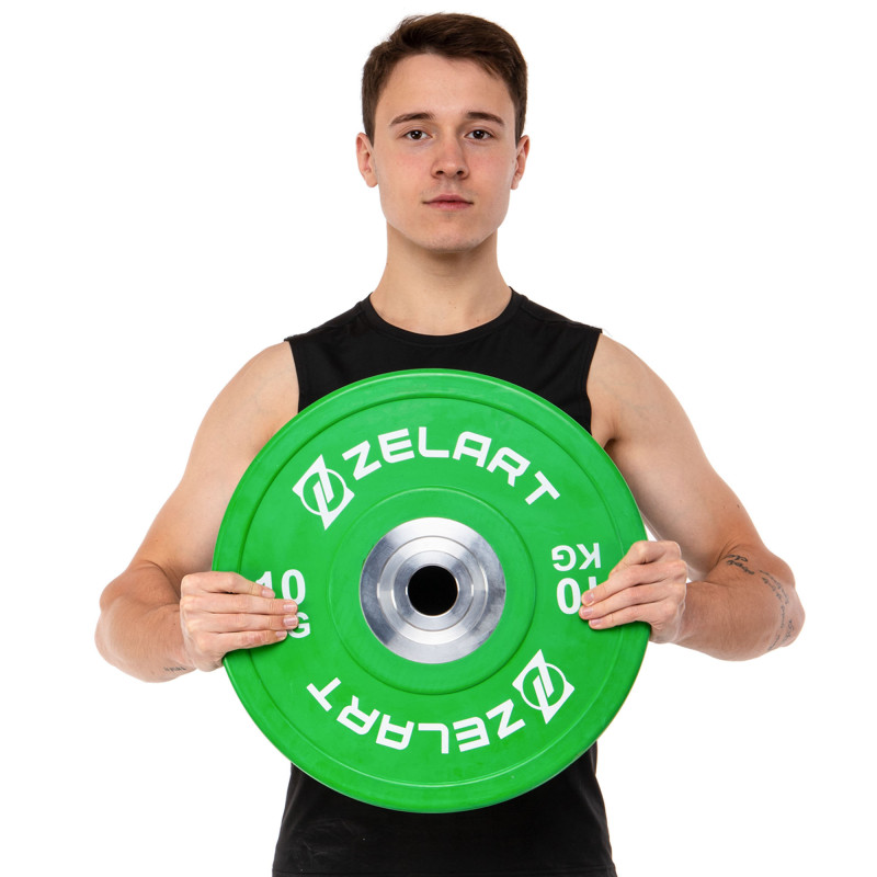 Бамперні диски гумові Zelart TA-7798-10 50.6±0.2мм 10кг зелений