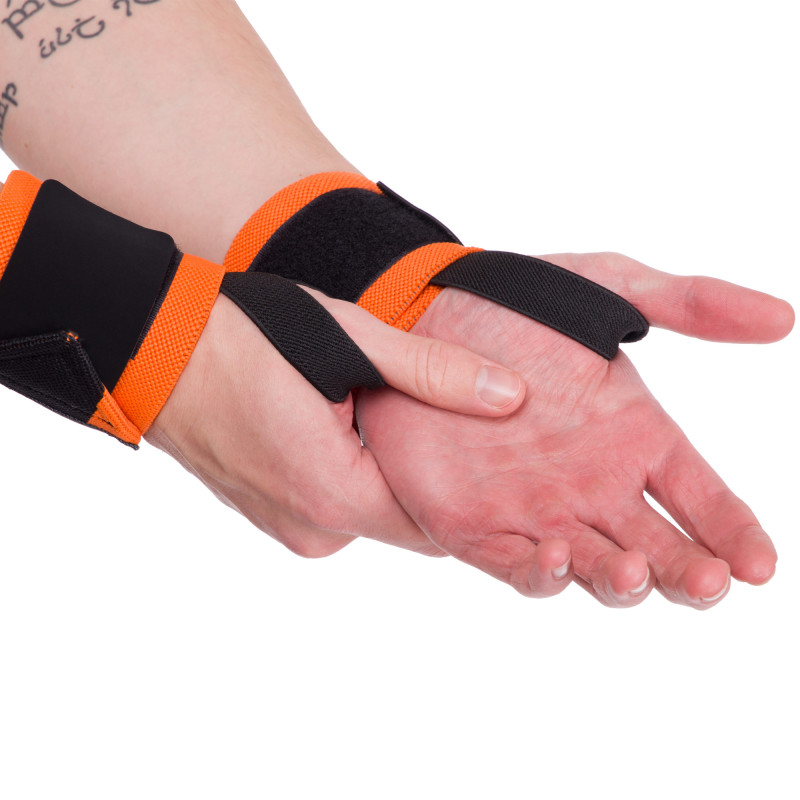 Бинти кистьові для жиму STRENGTH WRIST WRAPS Zelart TA-7807 2штуки розмір 7,5x30см чорний-помаранчевий
