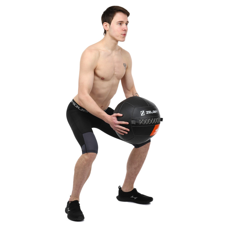 М'яч набивний медичний для кросфіту WALL BALL Zelart TA-7822-4 вага-4кг чорний