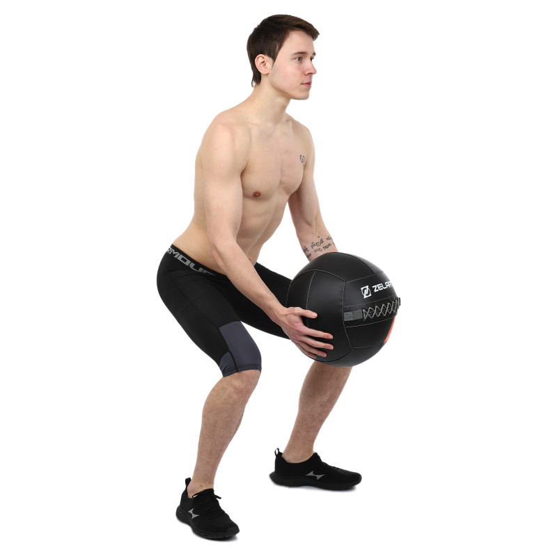 М'яч набивний медичний для кросфіту WALL BALL Zelart TA-7822-5 вага-5кг чорний