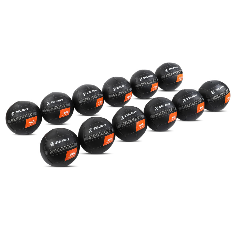 М'яч набивний медичний для кросфіту WALL BALL Zelart TA-7822-5 вага-5кг чорний