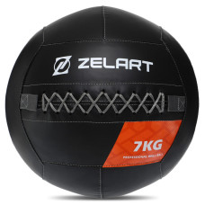 М'яч набивний медичний для кросфіту WALL BALL Zelart TA-7822-7 вага-7кг чорний