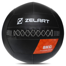 М'яч набивний медичний для кросфіту WALL BALL Zelart TA-7822-8 вага-8кг чорний
