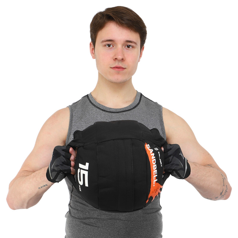 Насипна гіра пісочна SandBell Crossfit Zelart TA-7823-15-1 вага 15кг чорний