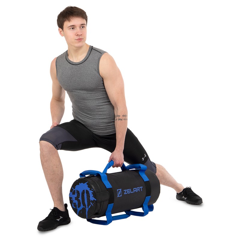 Мішок обтяжувач для функціонального тренінгу Power Bag Zelart TA-7825-30 30кг чорний-синій