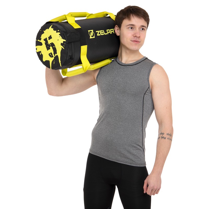 Мішок обтяжувач для функціонального тренінгу Power Bag Zelart TA-7825-5 5кг чорний-жовтий