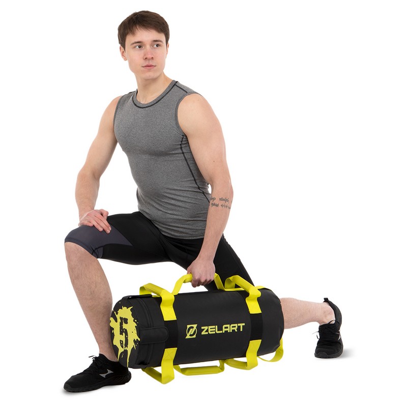Мішок обтяжувач для функціонального тренінгу Power Bag Zelart TA-7825-5 5кг чорний-жовтий