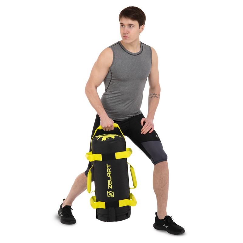Мішок обтяжувач для функціонального тренінгу Power Bag Zelart TA-7825-5 5кг чорний-жовтий
