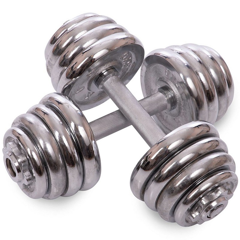 Гантелі розбірні сталеві хромовані 20кг KIS TA-8209-20 2шт по 10кг хром