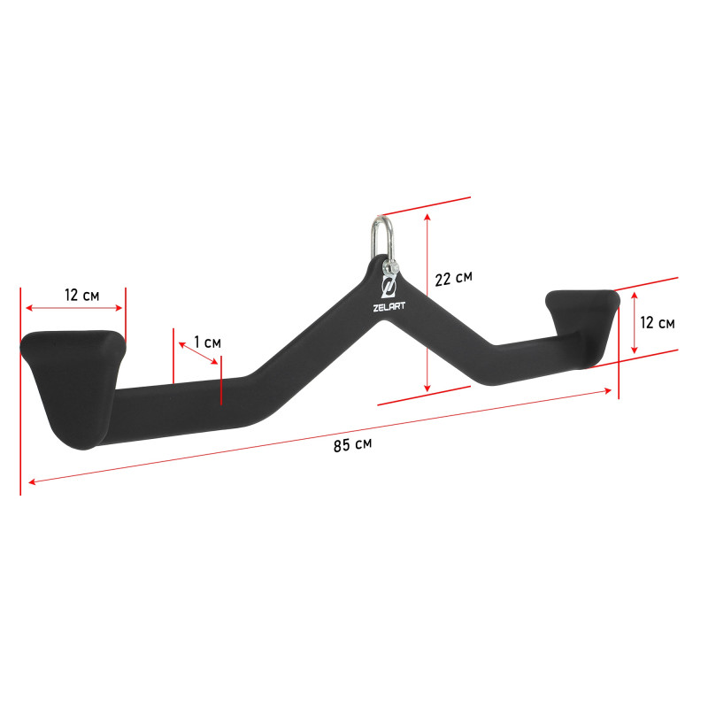 Рукоятка для тяги із середнім хватом Mide Grip нековзне покриття Zelart TA-9624 85см чорний