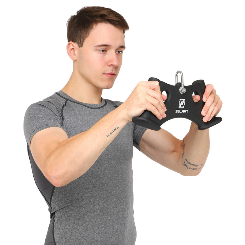 Рукоятка для тяги з вузьким хватом Triceps Grip нековзне покриття Zelart TA-9627 33см чорний