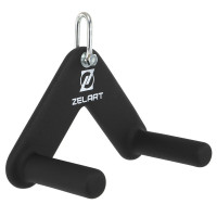 Рукоятка для тяги з вузьким хватом V-Bar нековзне покриття Zelart TA-9628 24см чорний