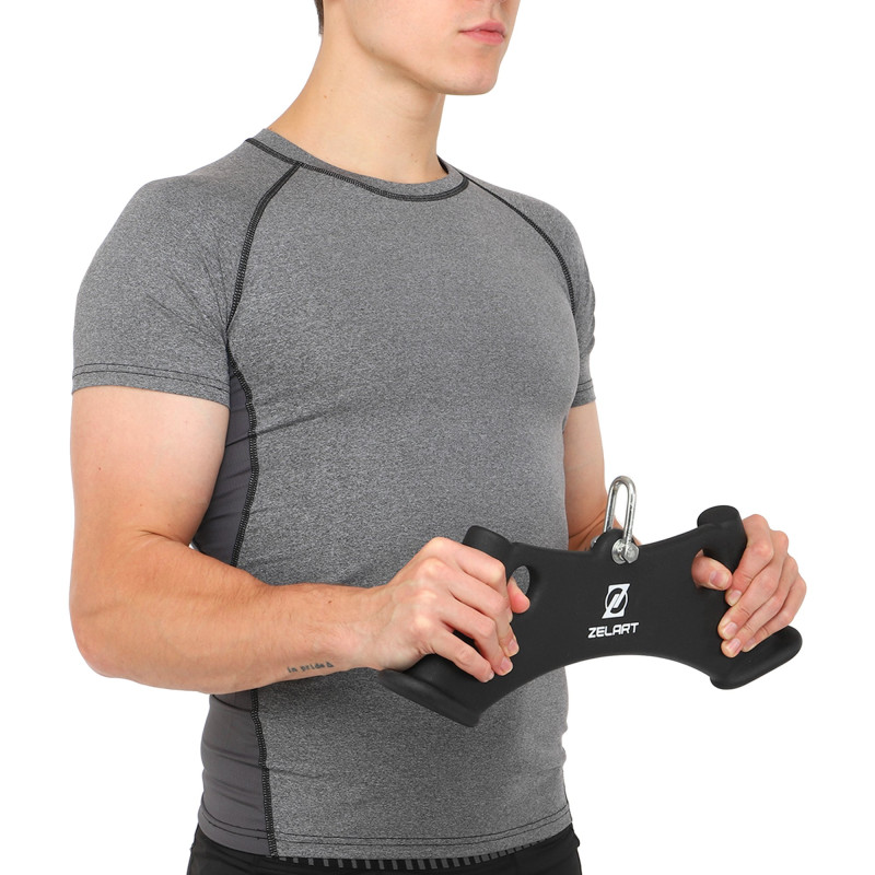 Рукоятка для тяги з вузьким хватом Triceps Grip нековзне покриття Zelart TA-9630 42см чорний