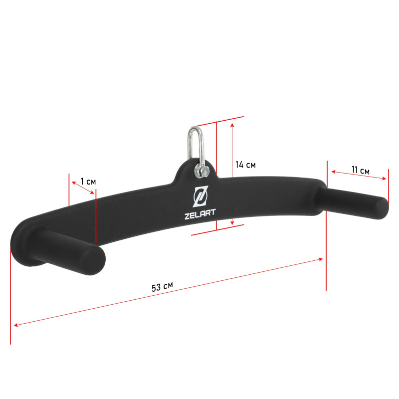 Рукоятка для тяги із середнім хватом Mide Grip нековзне покриття Zelart TA-9632 53см чорний