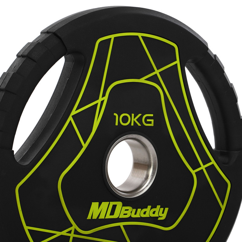 Млинці диски поліуретанові з потрійним хватом та металевою втулкою MD Buddy TA-9647-10 51мм 10кг чорний