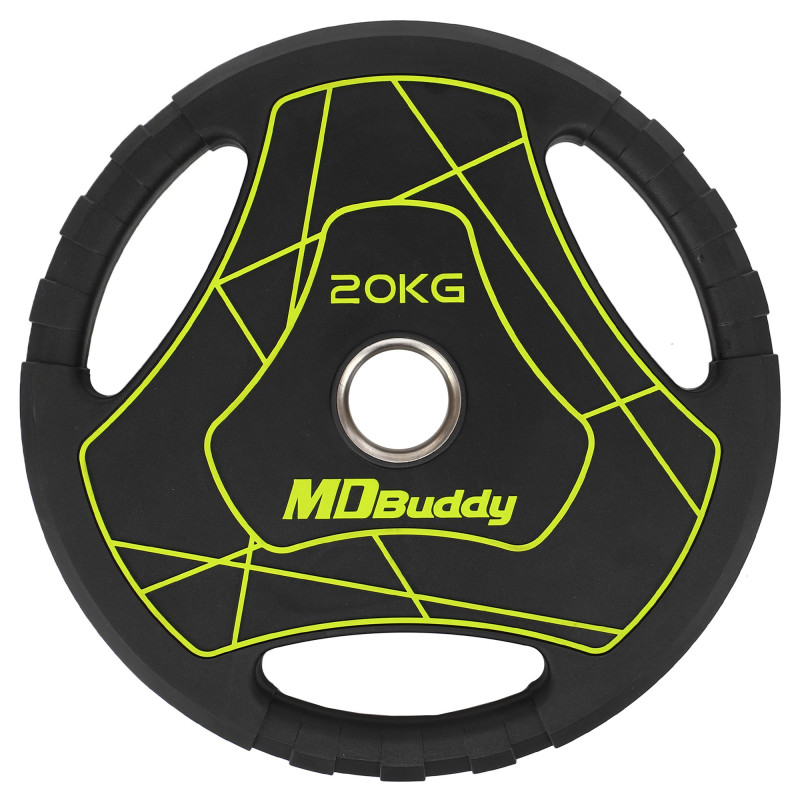 Млинці диски поліуретанові з потрійним хватом та металевою втулкою MD Buddy TA-9647-20 51мм 20кг чорний