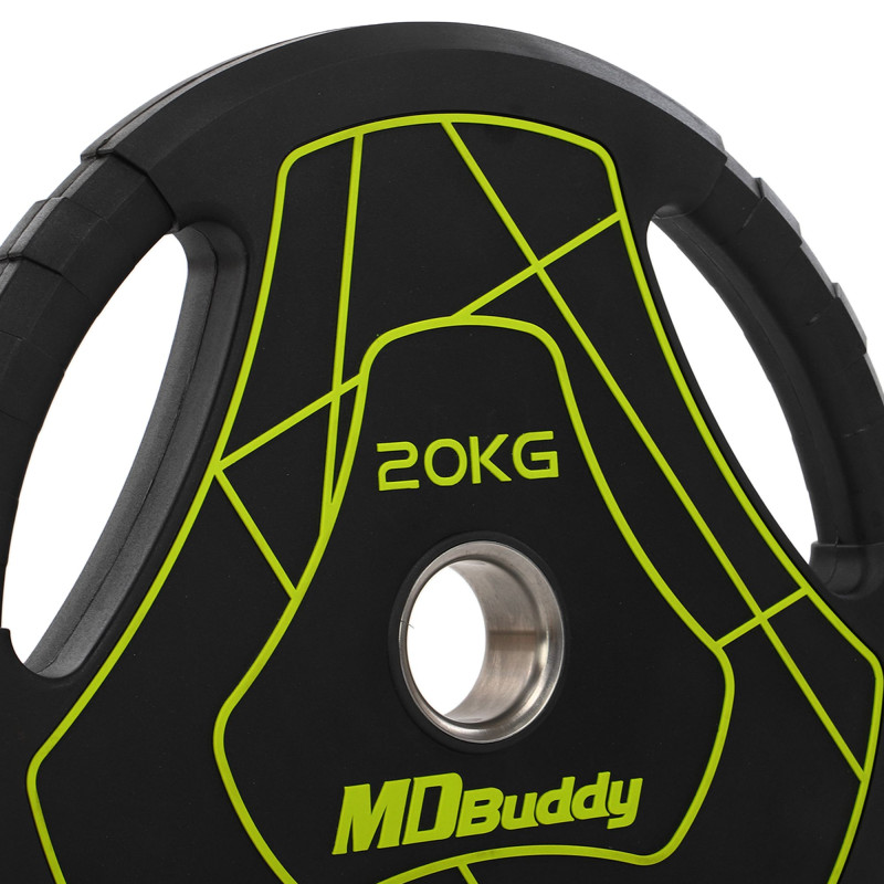 Млинці диски поліуретанові з потрійним хватом та металевою втулкою MD Buddy TA-9647-20 51мм 20кг чорний