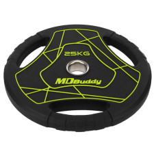 Млинці диски поліуретанові з потрійним хватом та металевою втулкою MD Buddy TA-9647-25 51мм 25кг чорний