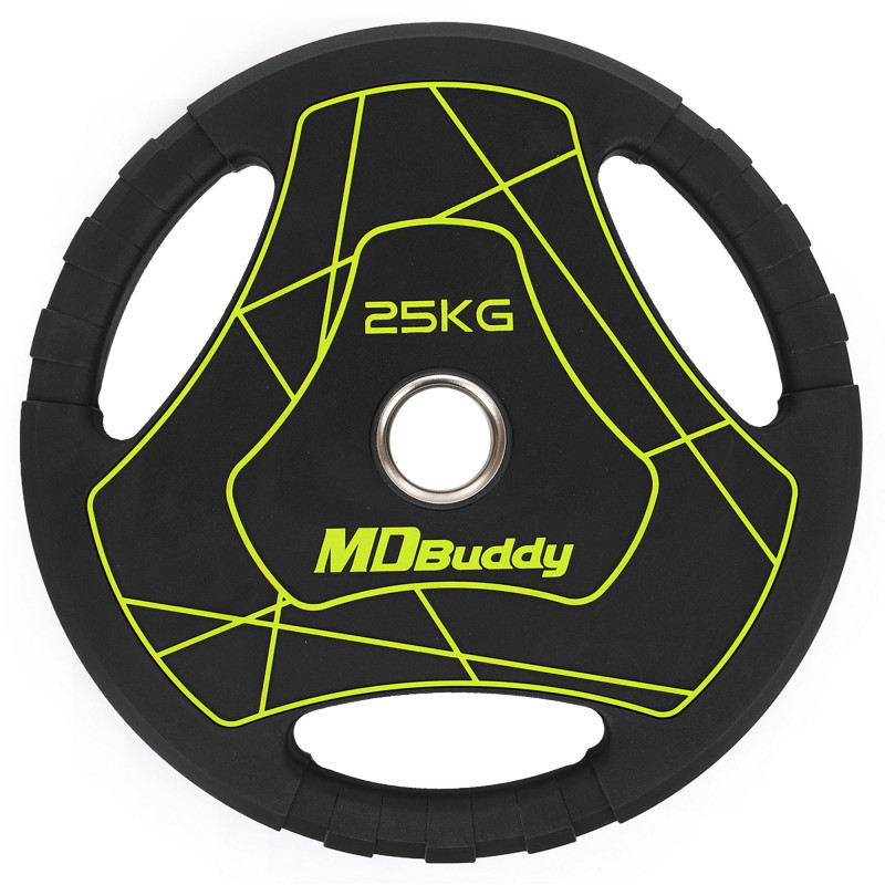 Млинці диски поліуретанові з потрійним хватом та металевою втулкою MD Buddy TA-9647-25 51мм 25кг чорний