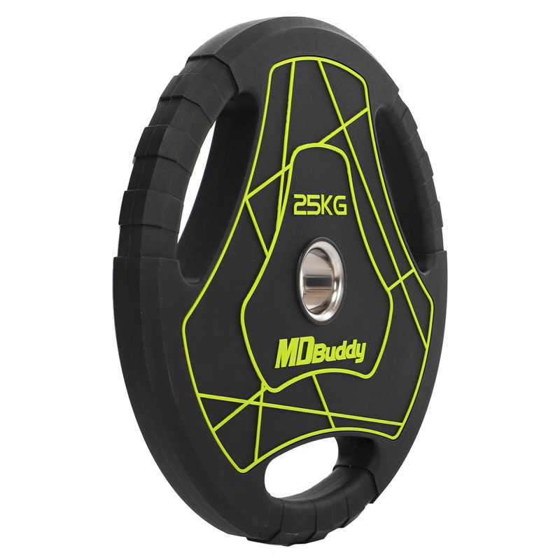 Млинці диски поліуретанові з потрійним хватом та металевою втулкою MD Buddy TA-9647-25 51мм 25кг чорний