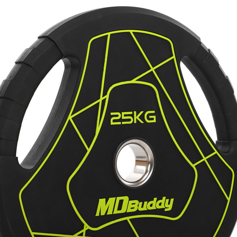 Млинці диски поліуретанові з потрійним хватом та металевою втулкою MD Buddy TA-9647-25 51мм 25кг чорний