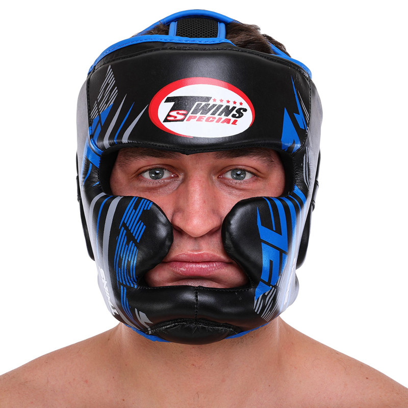 Шолом боксерський з повним захистом шкіряний TWN TBS123 S-XL кольори в асортименті