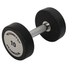 Гантель цільна професійна з поліуретановим покриттям TECHNOGYM TG-1834-10 1шт 10кг чорний-сірий